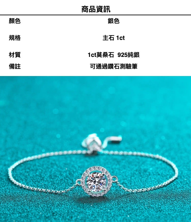 1ct莫桑石 925純銀