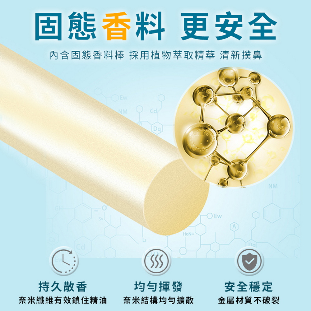 內含固態香料棒 採用植物萃取精華 清新撲鼻