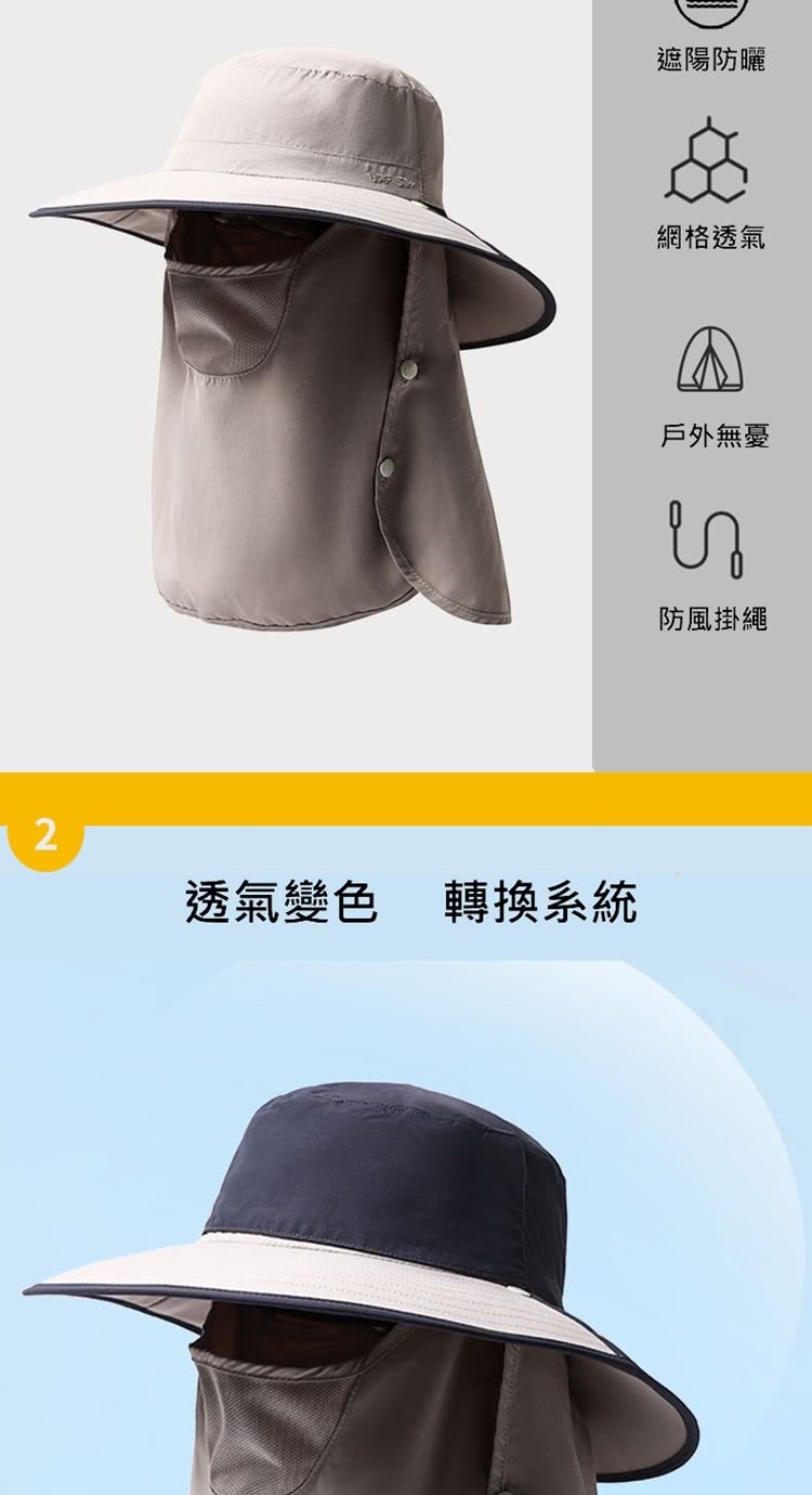 透氣變色轉換系統 遮陽防曬 網格透氣 戶外無憂 防風掛繩 