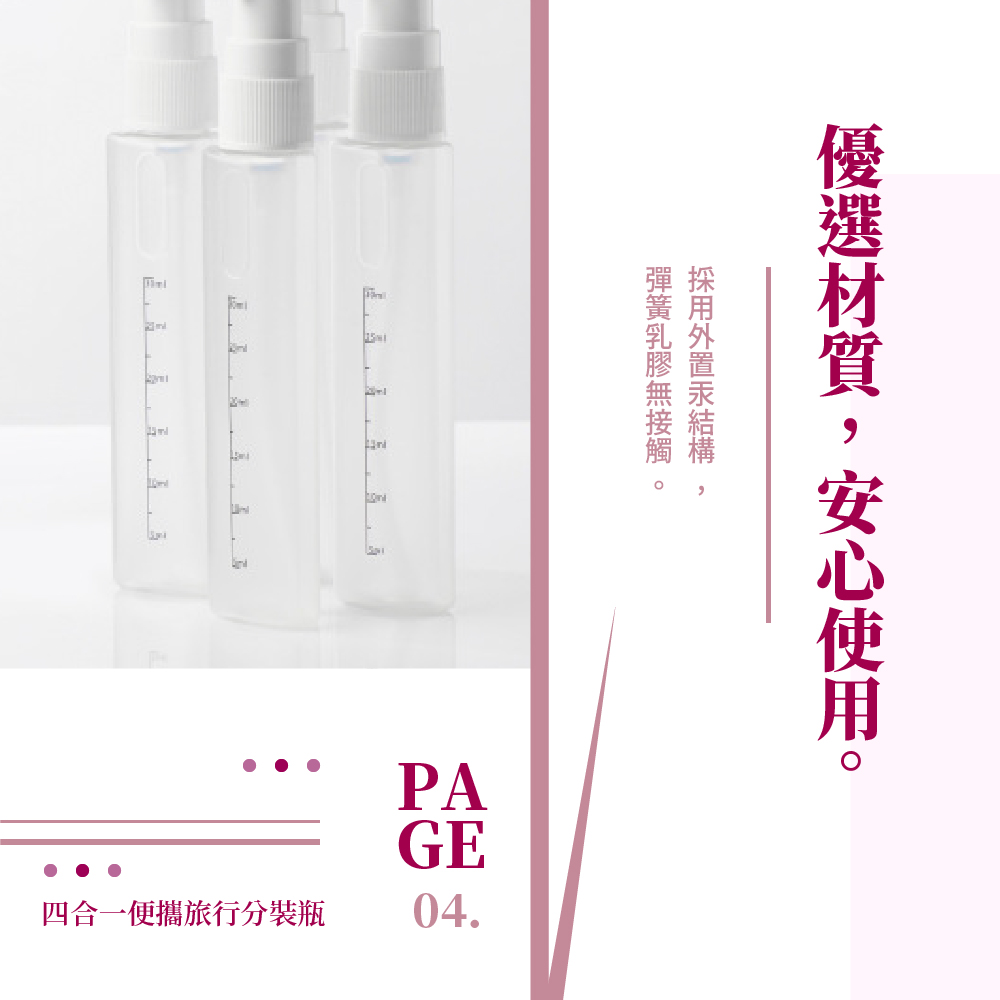 四合一便攜旅行分裝瓶