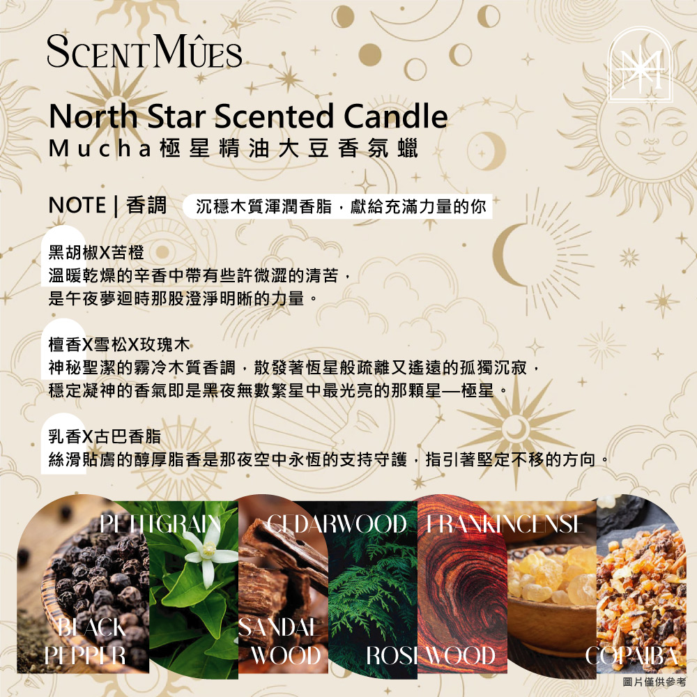 絲滑貼膚的醇厚脂香是那夜空中永恆的支持守護,指引著堅定不移的方向。