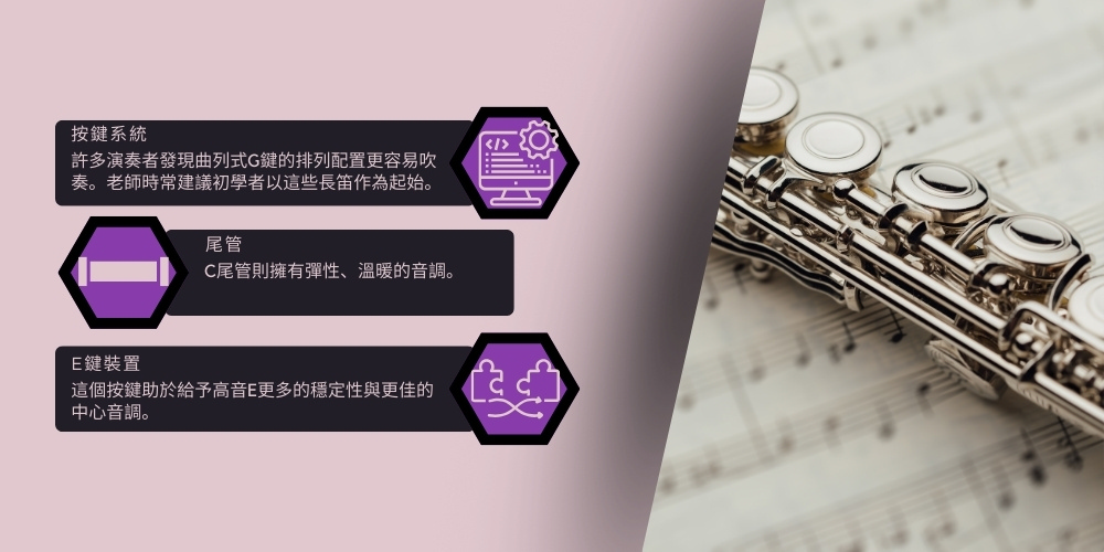 許多演奏者發現曲列式G鍵的排列配置更容易吹