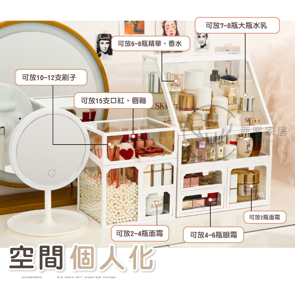 可放68瓶精華、香水