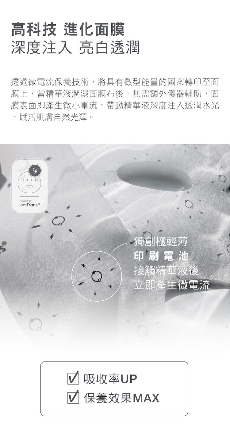 透過微電流保養技術,將具有微型能量的圖案轉印至面