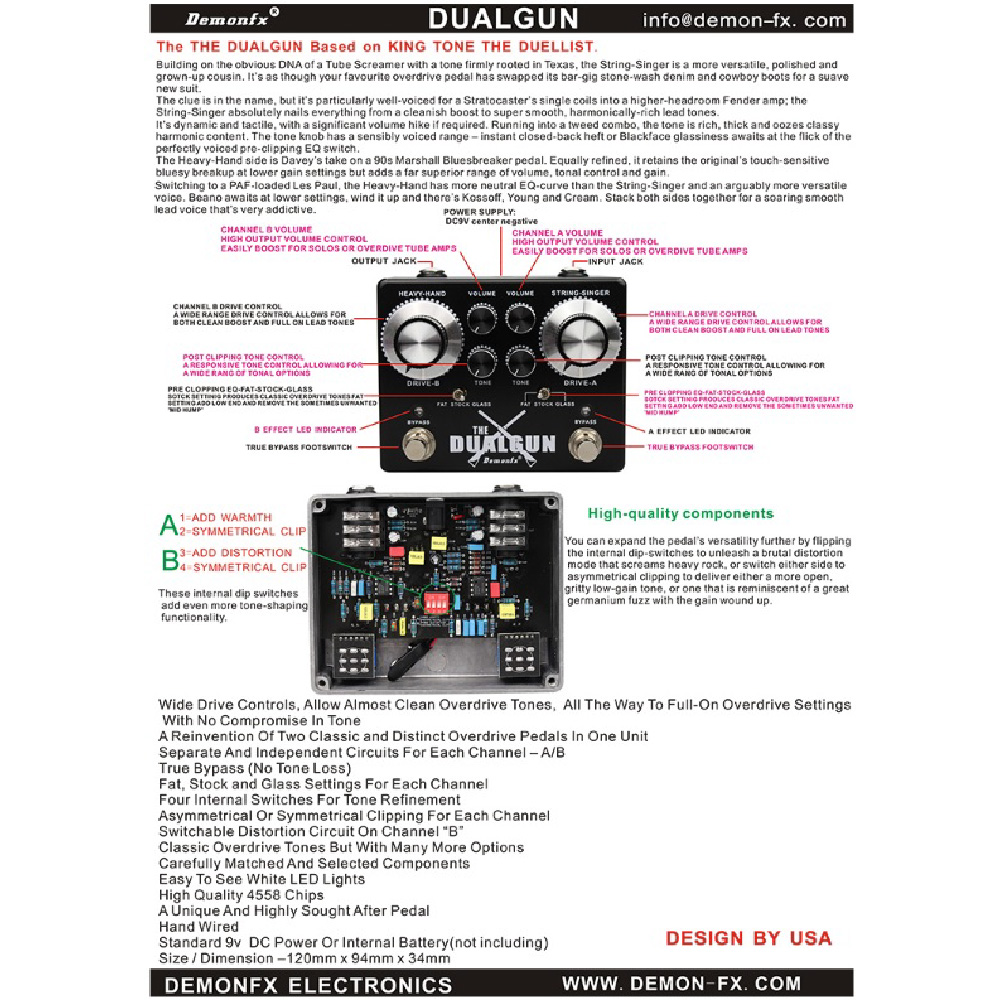 demonfx dualgun 美品中古 Amazon.com: Demonfx Dual Gun 2 Channel Blues/Rock Overdrive