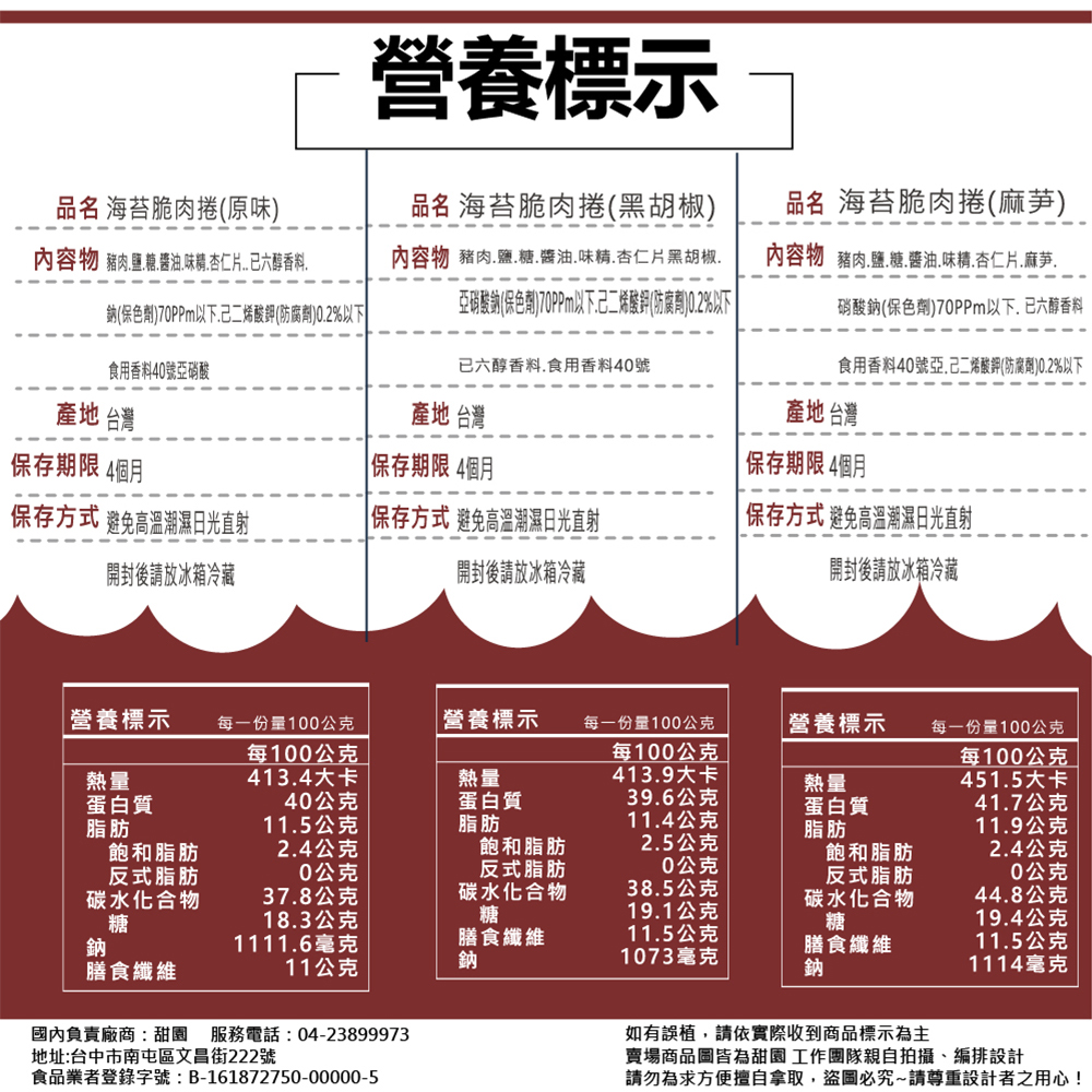 亞硝酸鈉保色劑70PPm以下,己二烯酸鉀防腐劑0.2%以下