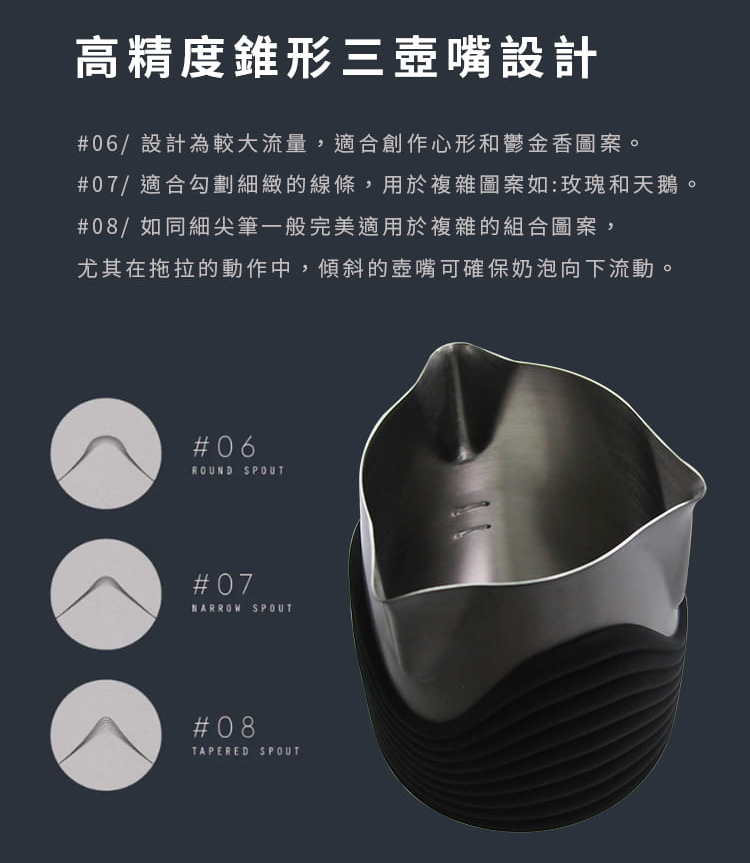 WPM 2301 三嘴拉花杯500cc 砂光鍍鈦黑(HC7138TBK)