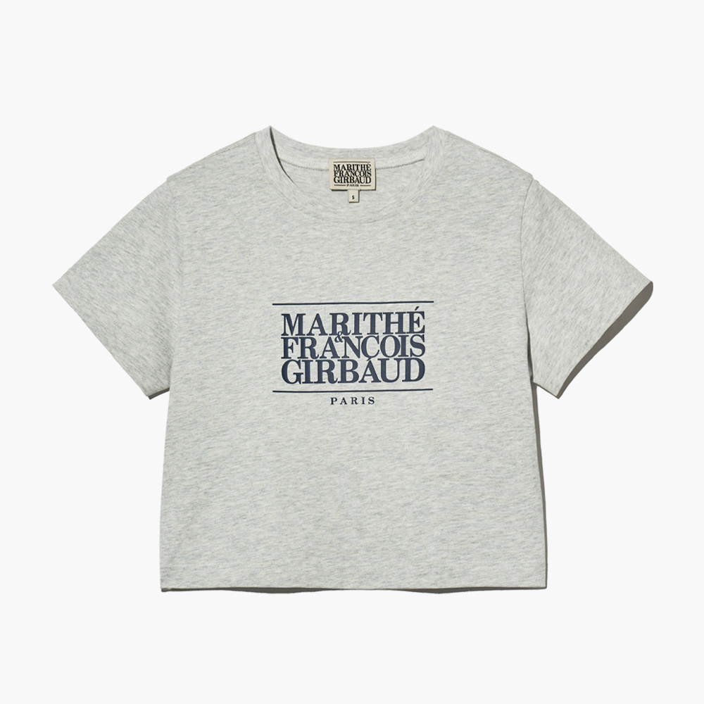 ★Marithe + Francois Girbaud★ W LETTERING CROP TEE gray pin MARITHE FRANCOIS GIRBAUD】預購韓國MARITHE W CLASSIC LOGO