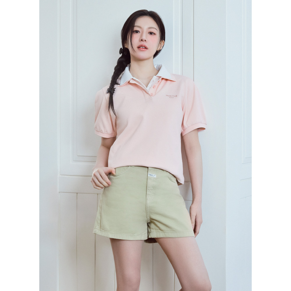 ★Marithe + Francois Girbaud★ W PIQUE PUFF SLEEVE TEE pink W PIQUE PUFF SLEEVE TEE pink - MARITHE FRANCOIS GIRBAUD
