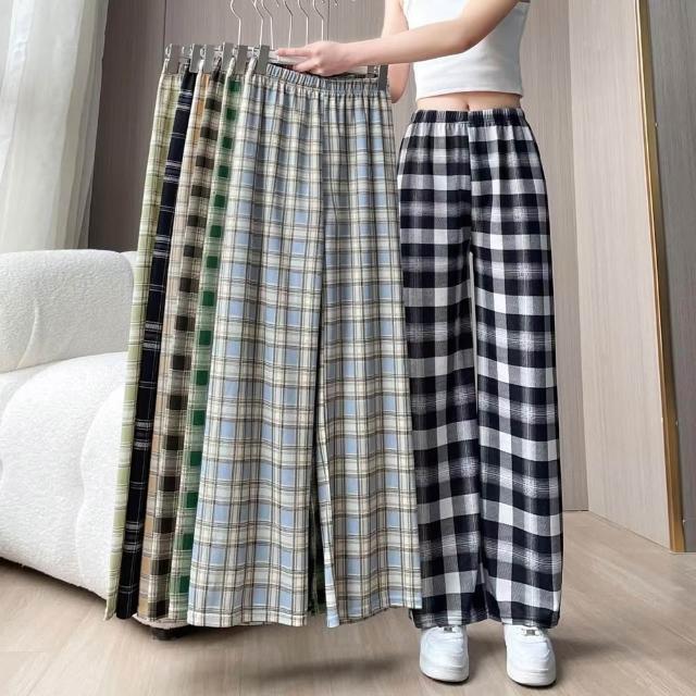 【D.studio】韓版垂感直筒寬鬆顯瘦寬褲 褲子 長褲 休閒褲 女裝 高腰褲 睡褲 直筒褲 P373