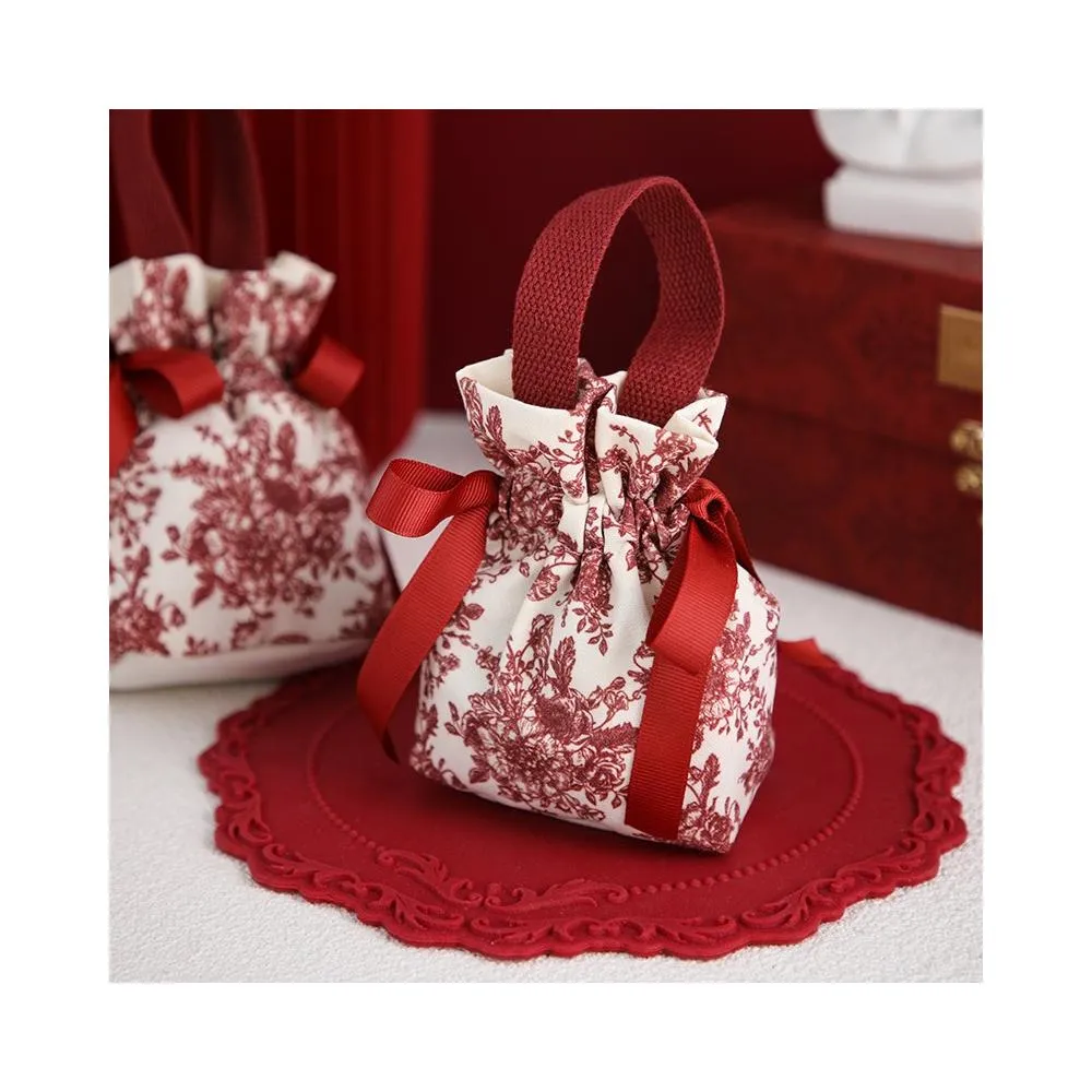 喜糖小布袋 飾品袋 禮物袋 帆布束口袋 糖果包裝 收納袋 喜糖袋 創意結婚糖果盒 中式喜糖盒 婚禮