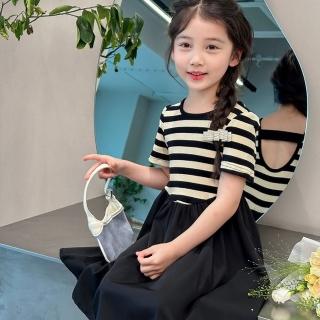 【Arbea】女童洋裝夏季新森洋氣條紋拼接公主裙中小童 C975