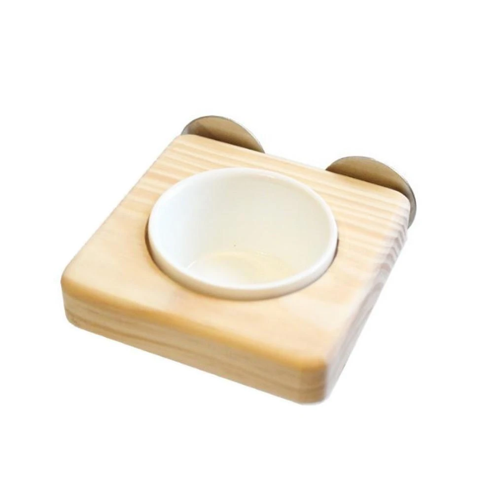 波力鸚鵡嚴選用品 松木陶瓷杯架 (單槽 魚雁木坊 鸚鵡站台 波力鸚鵡玩具生活館)