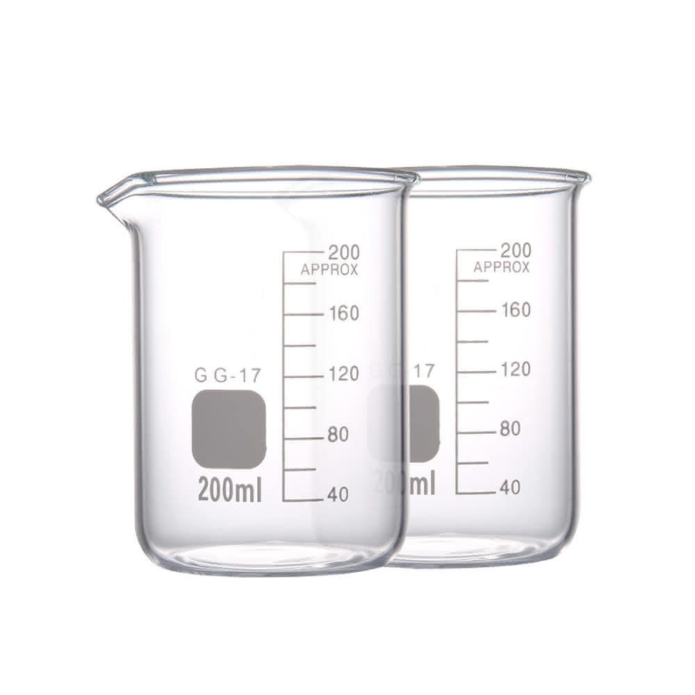 【SMARTHO】寬口燒杯 200ml 實驗室燒杯 廣口燒杯 耐熱玻璃 玻璃燒杯 5-GCL200(玻璃杯 杯壁加厚 具嘴燒杯)