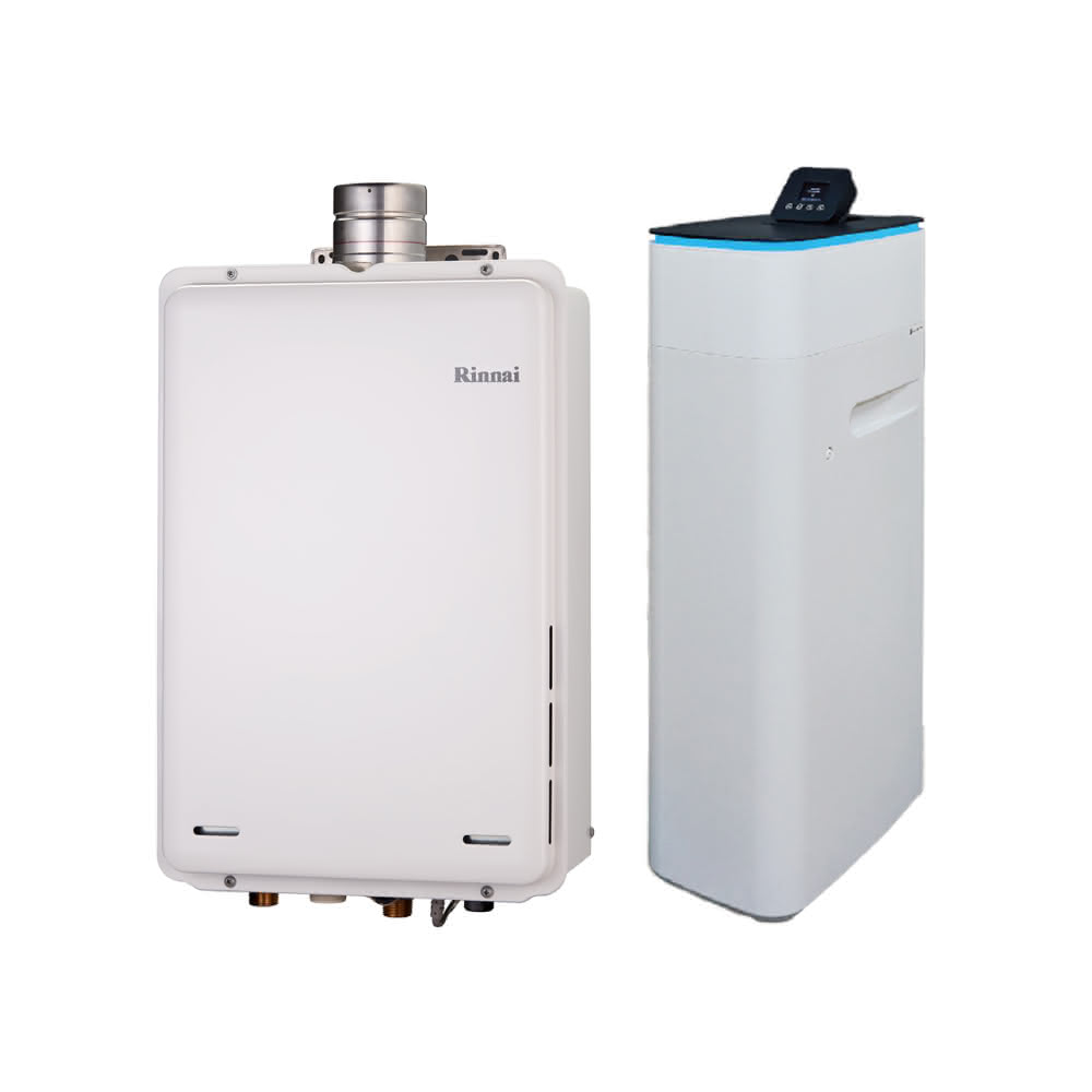 【林內】林內REU-A2426WF-TR 24L屋內型強制排氣熱水器 NG1/LPG 搭配 Canature 開能臺灣 CS-25H 乾鹽箱智能型軟水機省錢王-專業快速安裝