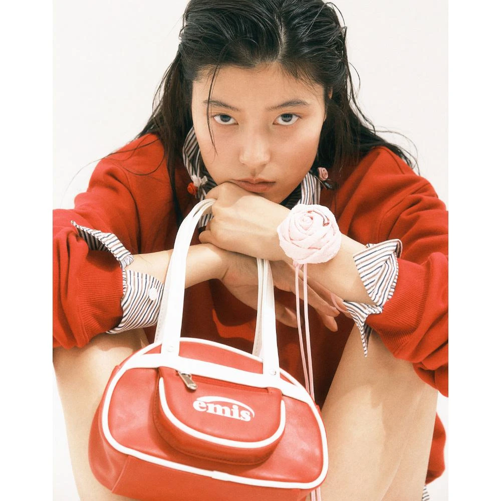無料発送 emis】韓國emis MESH 韓製迷你網眼圓筒包黑色BLACK BAG DUFFLE MINI チアリーディング