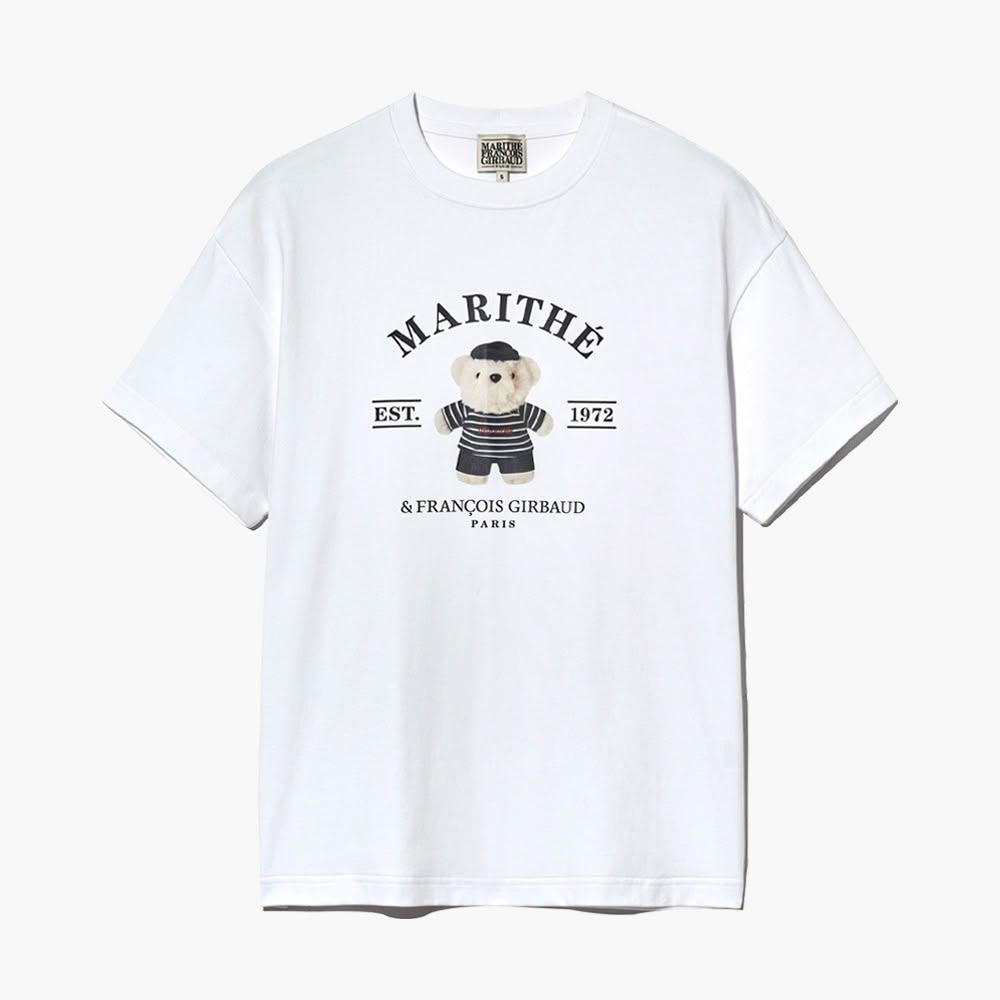 ★Marithe + Francois Girbaud★ DOODLE BEAR TEE whiteblack Marithe Francois Girbaud Doodle Bear Tee White-Black