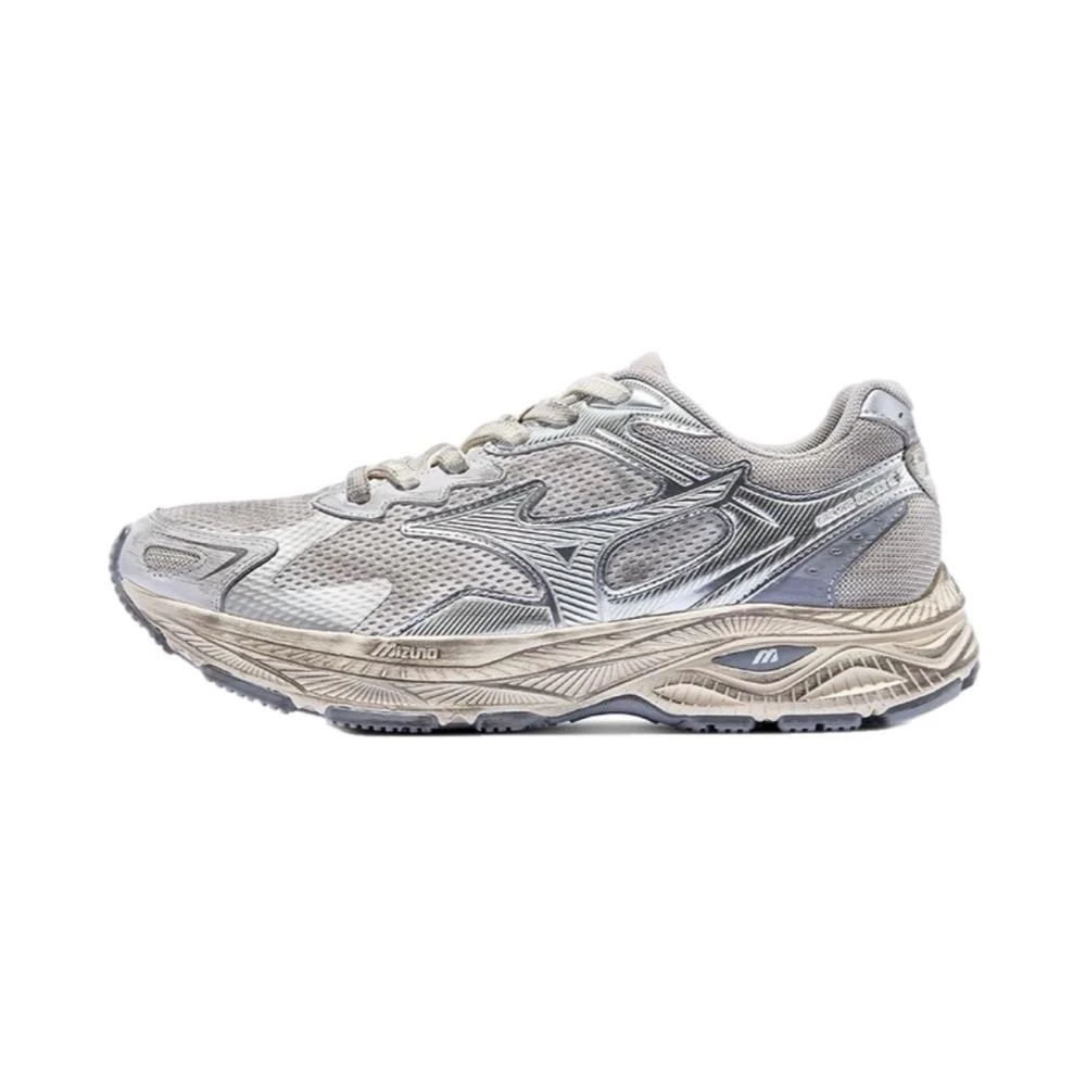 【MIZUNO 美津濃】MIZUNO RACER S 美津濃 銀 髒髒款 鏡面  復古 仿舊 慢跑鞋 休閒鞋 運動鞋 D1GH223518