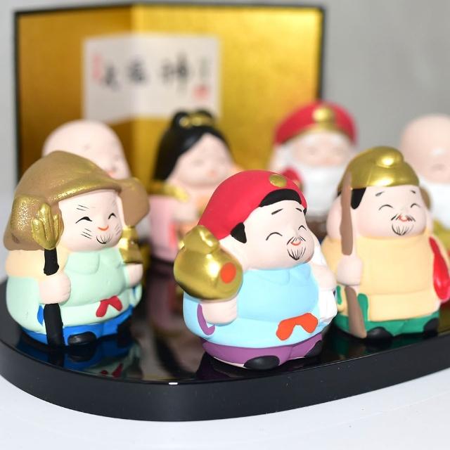 日本製開運七福神陶器吉祥緣起物擺飾mn274