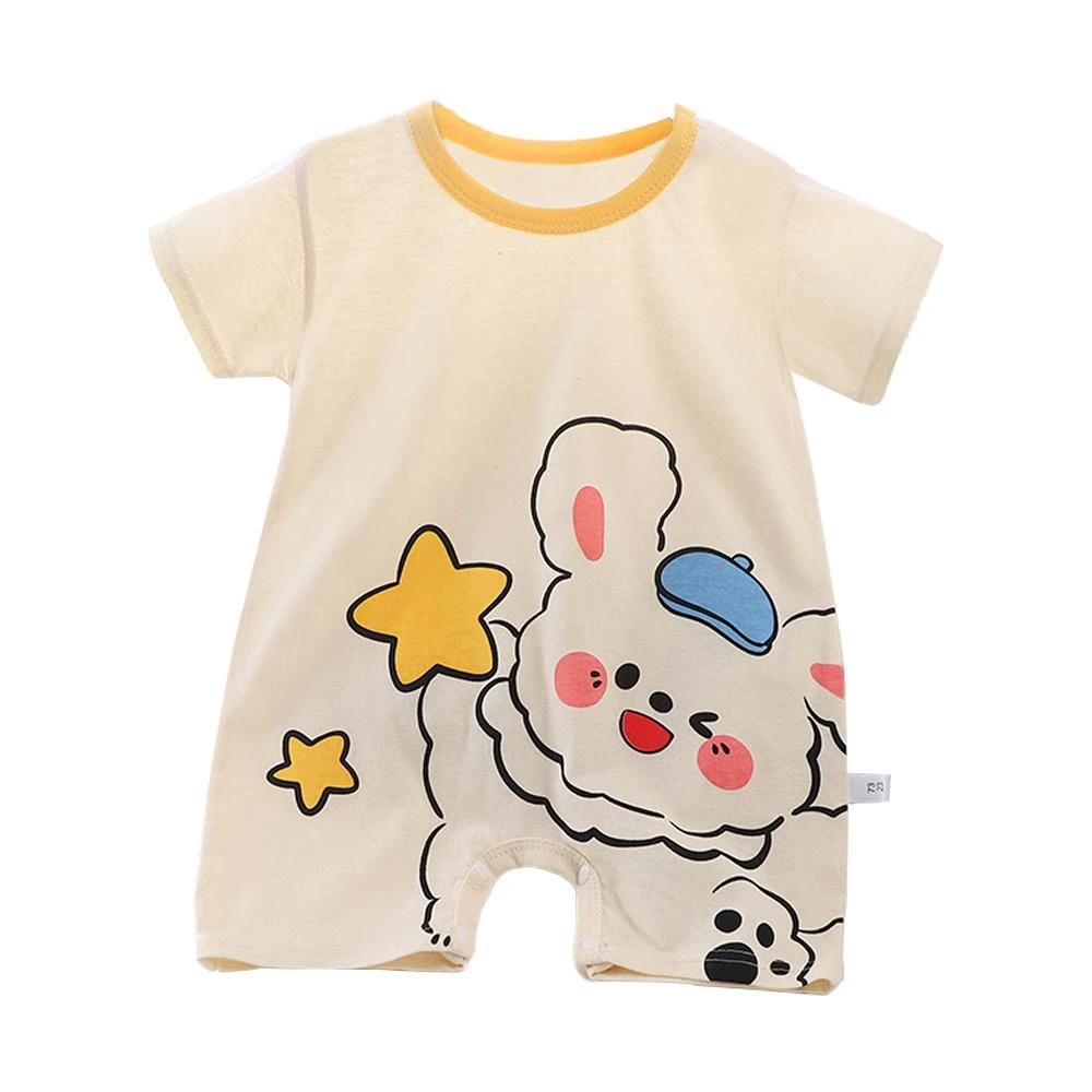 【JoyBaby】春夏童裝 短袖包屁衣 卡通塗鴉肩扣薄款連身衣 海洋 動物 恐龍包屁衣