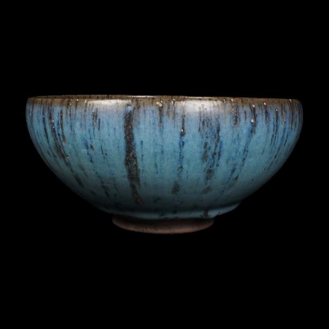 博古珍藏》宋鈞窯天藍釉紫斑碗早期收藏老件瓷器博物館級文物