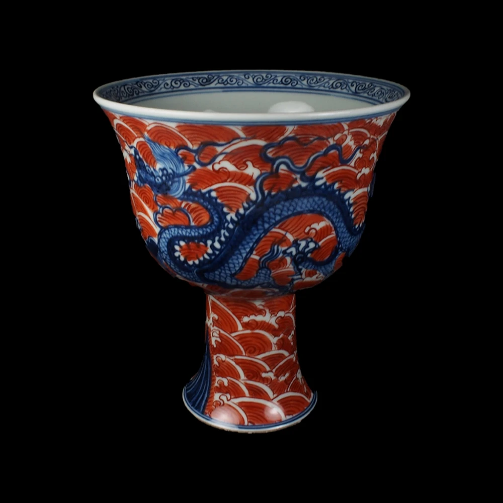 陶芸 明 宣德◇青花梵文盖碗◇ 中国古董品 中国古美術 唐物