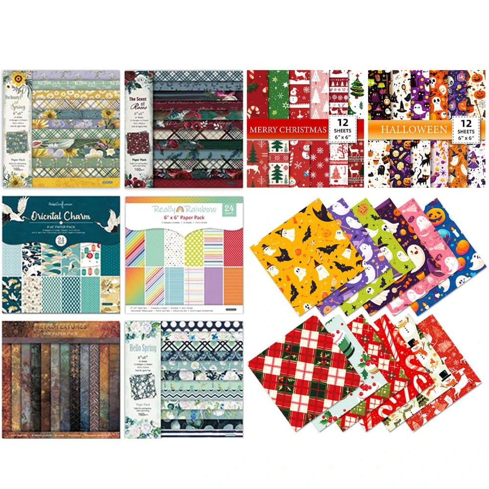 手帳用素材紙12入(色紙 折紙 背景紙 素材紙 DIY手作 賀卡 手帳材料 包裝紙 聖誕節 萬聖節)