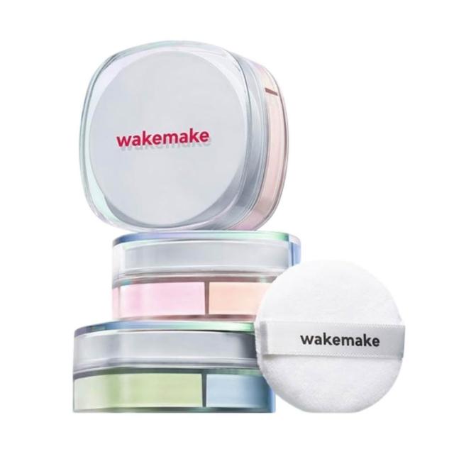 【WAKEMAKE】三色定妝蜜粉盤 (((控油 定妝 柔焦 自然妝感 持久 清透 校色 提亮膚色 wakemake 庶務客)))
