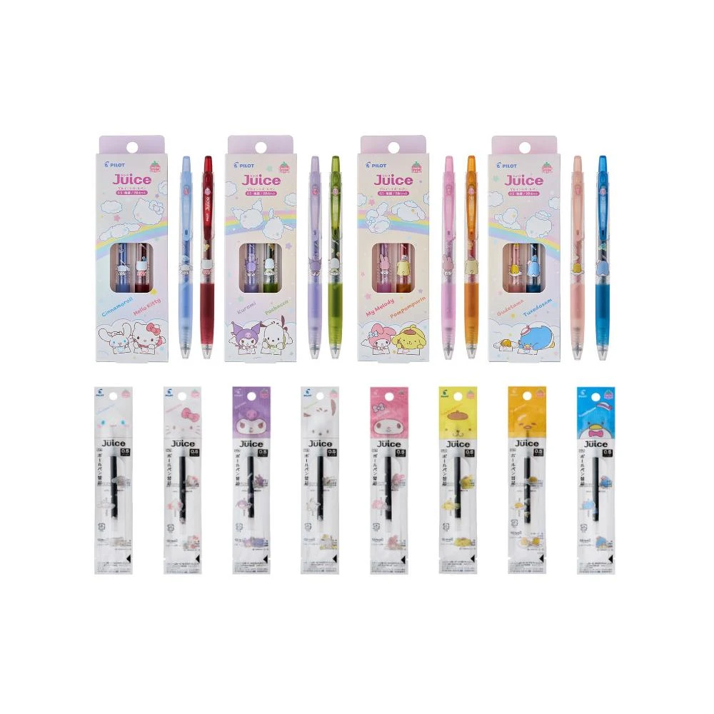 【PILOT 百樂】三麗鷗聯名 第二彈 Juice果汁筆套組(筆組+替芯)-喜拿/凱蒂/酷洛米/帕恰狗/美樂蒂/布丁狗/蛋黃哥/山姆企鵝