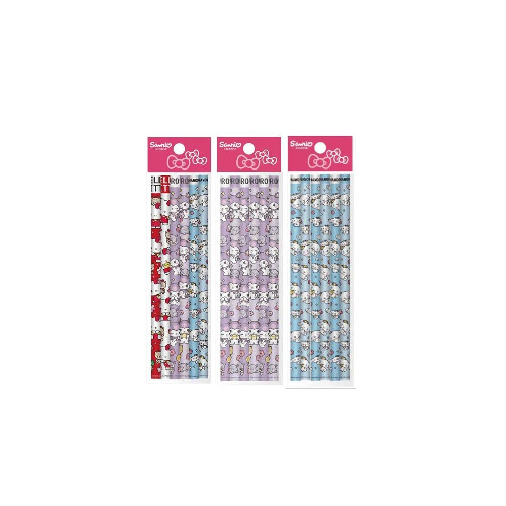 【SANRIO 三麗鷗】歡樂系列 木頭鉛筆 (6入)-混版/酷洛米/大耳狗
