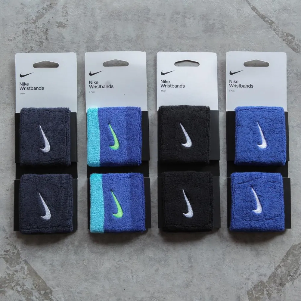 【NIKE 耐吉】NIKE 運動護腕 擦汗 吸汗 毛巾布 兩個一組 黑色 丈青 寶藍 漸層藍 工作 大量流汗 網球 籃球 運動 (四色)