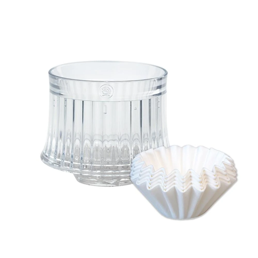 【HERO】雙層旋轉3段式6孔變速蛋糕聰明濾杯+Matrix 155蛋糕濾紙 50入(沖咖啡/蛋糕濾紙/PCTG食品級材質/浸泡慢萃快沖三種模式/原生紙漿)