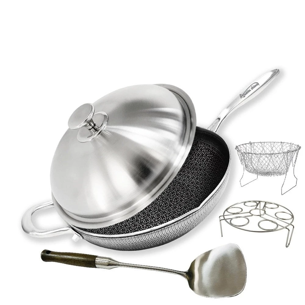 【Q’PILOTER 派樂】AustinShine 3D微雕櫻花 316不鏽鋼萬用鍋贈鍋鏟 蒸架 再送折疊油炸網