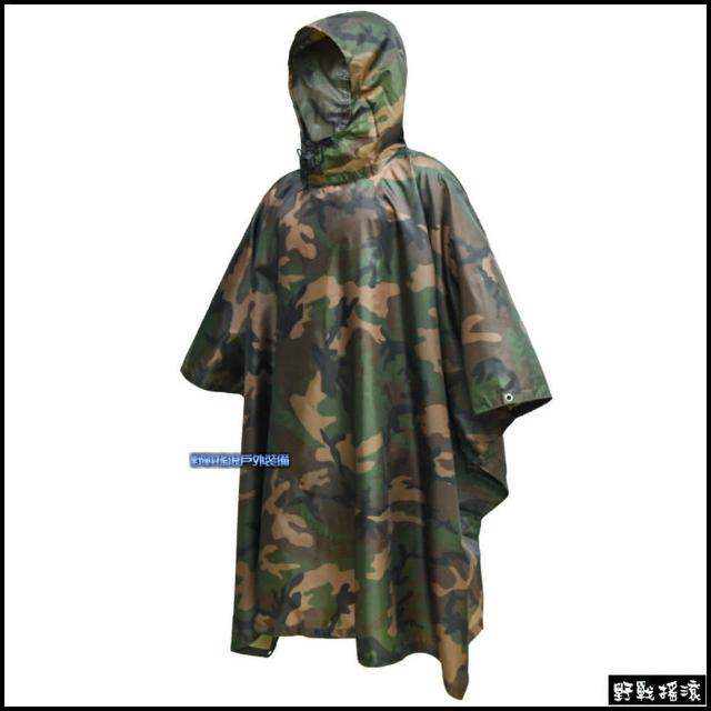 野戰搖滾ROCKWAR 幽靈多地形迷彩雨衣(CP迷彩Multicam雨披背包