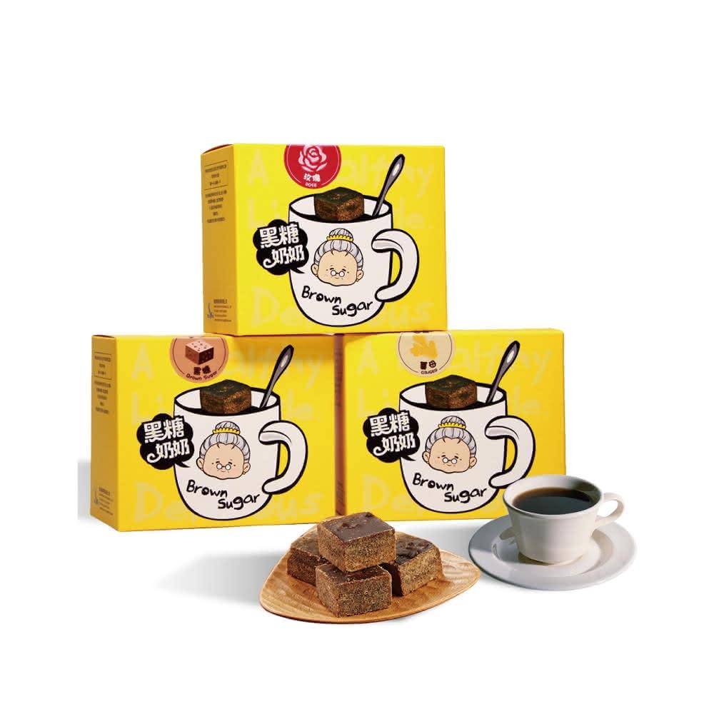 【新鳳鳴】古法黑糖磚塊 380g盒裝(三種口味 原味薑母玫瑰 獨立包裝沖泡養生)