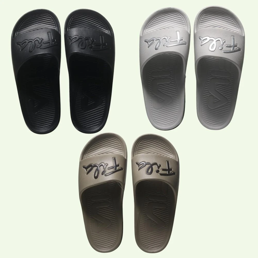 【FILA】FILA 拖鞋 (偏小建議大半號) 潑墨 LOGO 橡膠 防水 輕量 拖鞋 男女 4S931Y-
