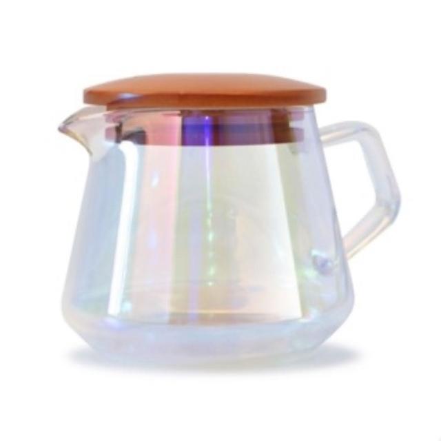 AKIRAKOKI】正晃行彩虹鍍鈦玻璃壺附木頭蓋子600ML(鍍鈦鍍鈦壺