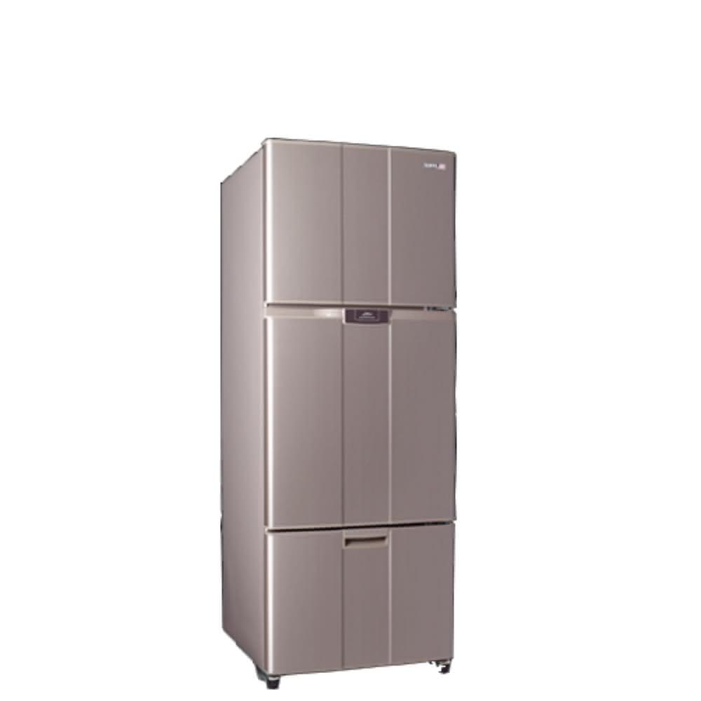 SAMPO聲寶 SR-B46DV-R6 SAMPO聲寶 SR-B46DV-R6 三門變頻冰箱,455L大容量設計,適閤家庭使用。採用銀色系外觀,尺寸674x1800x743mm,重量87KG,臺灣製造。搭載變頻馬達,耗電量僅276度,能源效率第一級,具節能標章,使用環保R600a冷媒。全機及壓縮機保固1年,110V/60Hz,左開門設計,含基本安裝服務。BSMI許可,保固依聲寶官網為準。