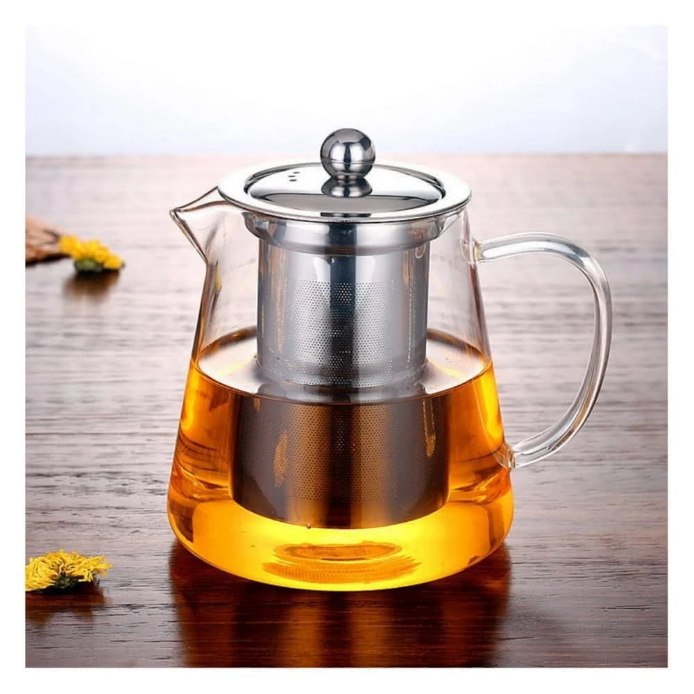 450ml 加厚玻璃茶壺 ｜耐熱花茶壺 泡茶壺加厚玻璃茶壺 耐熱花茶壺 泡茶壺 茶具套裝 不銹鋼過濾茶壺 耐高溫玻璃茶具