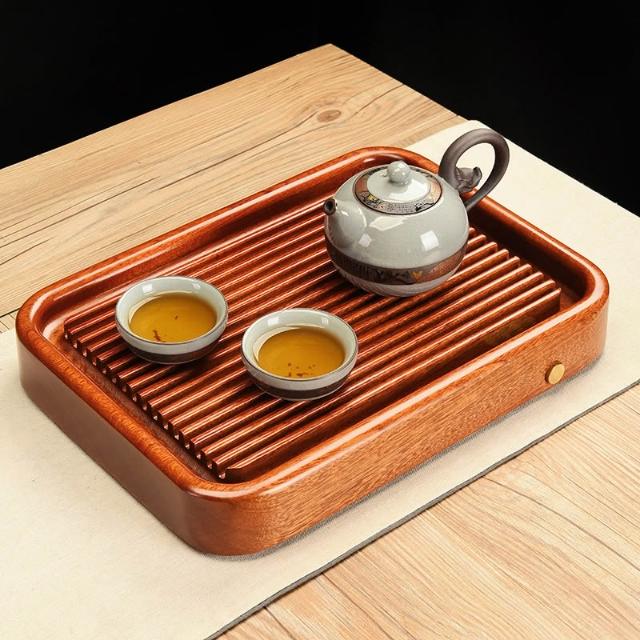 簡藝花梨木茶盤小型家用茶臺高端整塊排水式客廳幹泡臺實木茶託盤