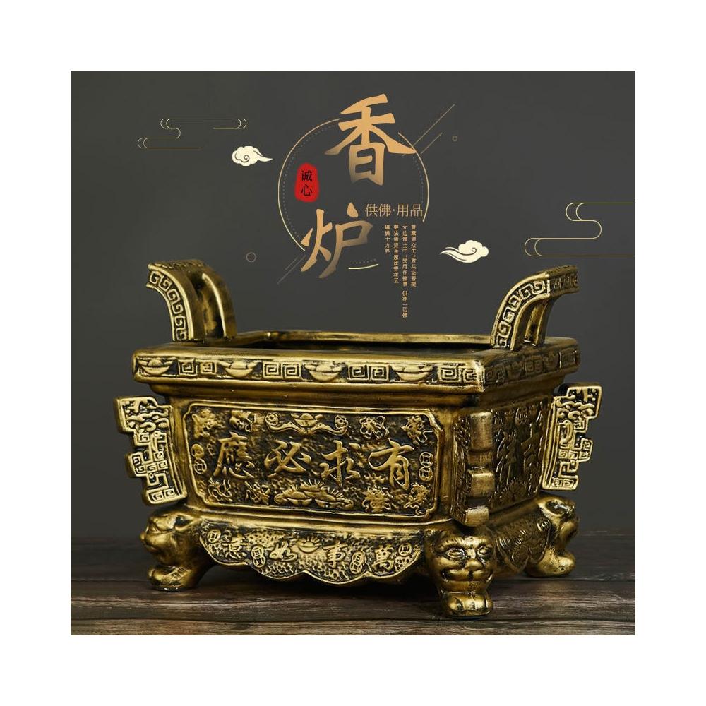 純銅香爐香爐鼎香爐供佛香爐淨香爐插香爐神明爐大號長方形香爐祖先香爐