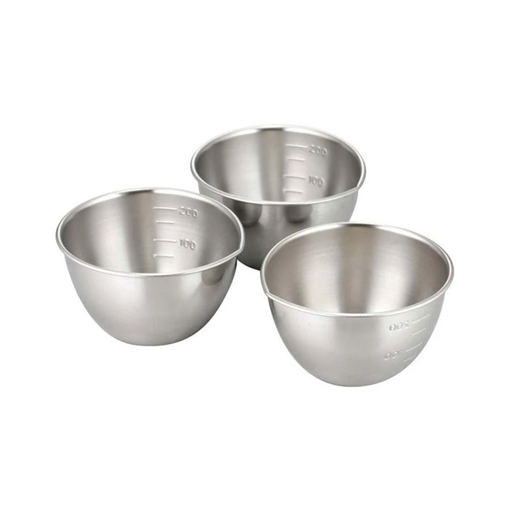 【下村工業】日本製 下村企販 Mama Cook 18-8不鏽鋼量杯 料理碗 量碗 3件組