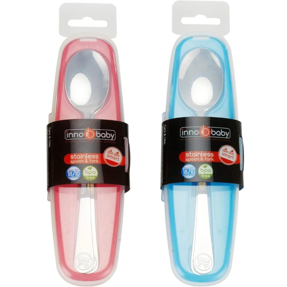 【Innobaby】美國 Innobaby 不鏽鋼兒童餐具 湯叉組 湯匙+叉子 附收納盒