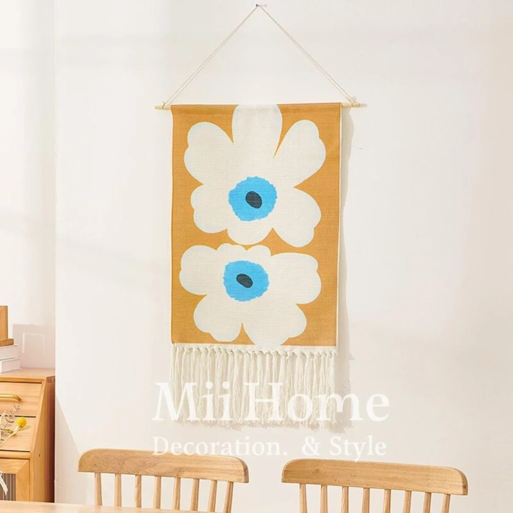 Mii厝邊  莫蘭迪歐風流蘇掛毯 掛布 掛飾 掛毯 牆壁佈置 兒童房裝飾佈置背景布牆壁裝飾掛飾桌布露營