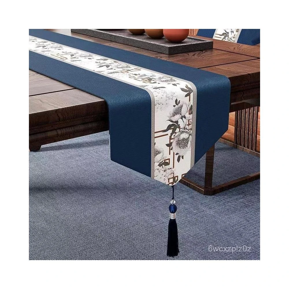 桌旗巾 桌旗 防水 床旗 新中式桌旗禪意茶席輕奢高端茶臺布藝長條茶幾巾茶旗茶桌墊布床旗