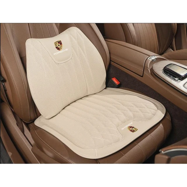 保時捷坐垫腰靠 納帕打孔真皮座椅墊 Cayenne Macan Panamera  Cayman Boxster 718 987 車用椅墊汽車坐墊腰靠