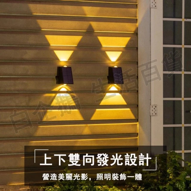 太陽能壁燈 牆面裝飾燈 上下發光射燈 洗牆燈 太陽能洗牆燈 上下發光LED戶外庭院燈 家用照明太陽能壁燈