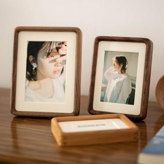 黑胡桃實木圓角弧畫框批發洗照片相框擺臺高級感6寸相片框洗照片