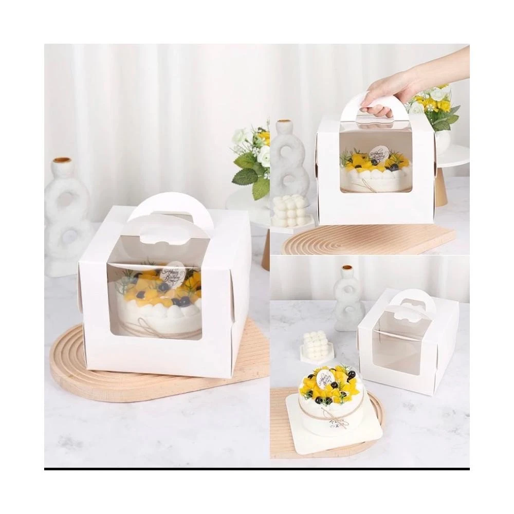 禎巧妙 台灣現貨 蛋糕盒（附底托 加厚）3吋 4吋 6吋 8吋手提開窗蛋糕盒 / 慕斯蛋糕盒 / 巴斯克蛋糕盒 / 乳酪盒