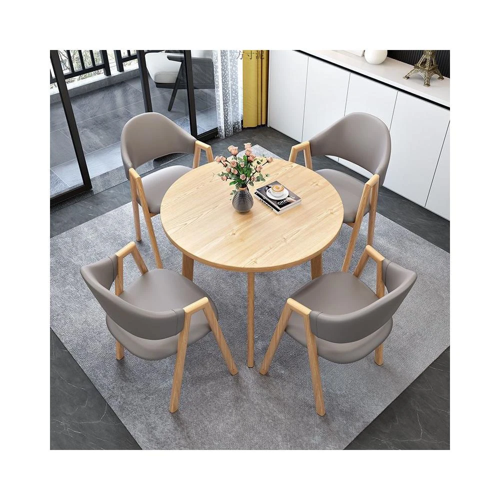 淺談桌椅組合咖啡點奶茶店圓形桌子辦公休閒小戶型餐桌北歐家用廠